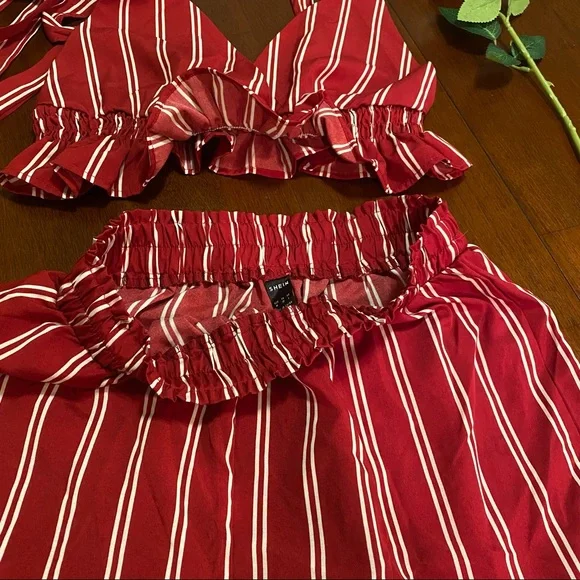 COPY - SHEIN red striped shorts set size M, NWOT 🤎 - Picture 8 of 15